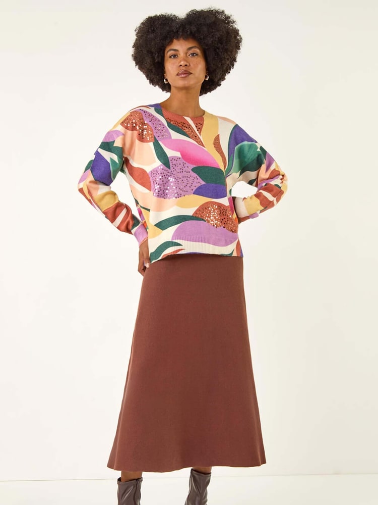 Roman Orange Sequin Leaf Knit Jumper - Image 5 of 5 Roman Orange Sequin Leaf Knit Jumper - Image 5 of 5