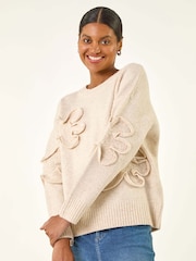 Roman White Cornelli Floral Textured Knit Jumper - Image 4 of 5