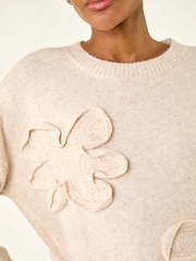 Roman White Cornelli Floral Textured Knit Jumper - Image 5 of 5