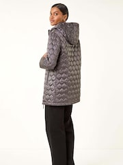 Roman Grey Hooded Quilted Puffer Coat - Image 3 of 5