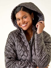 Roman Grey Hooded Quilted Puffer Coat - Image 5 of 5