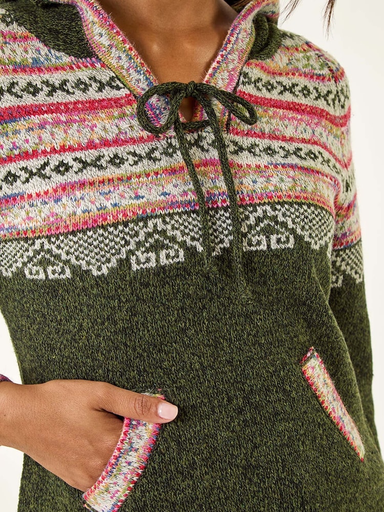 Roman Green Nordic Print Hooded Jumper - Image 5 of 5