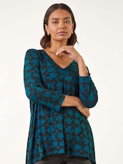 Roman Blue Printed Pleat Front T-Shirt - Image 2 of 5