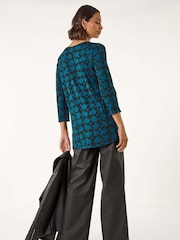 Roman Blue Printed Pleat Front T-Shirt - Image 3 of 5