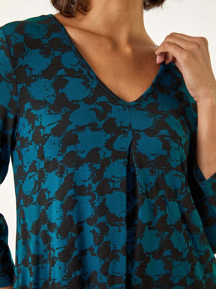 Roman Blue Printed Pleat Front T-Shirt - Image 5 of 5 Roman Blue Printed Pleat Front T-Shirt - Image 5 of 5