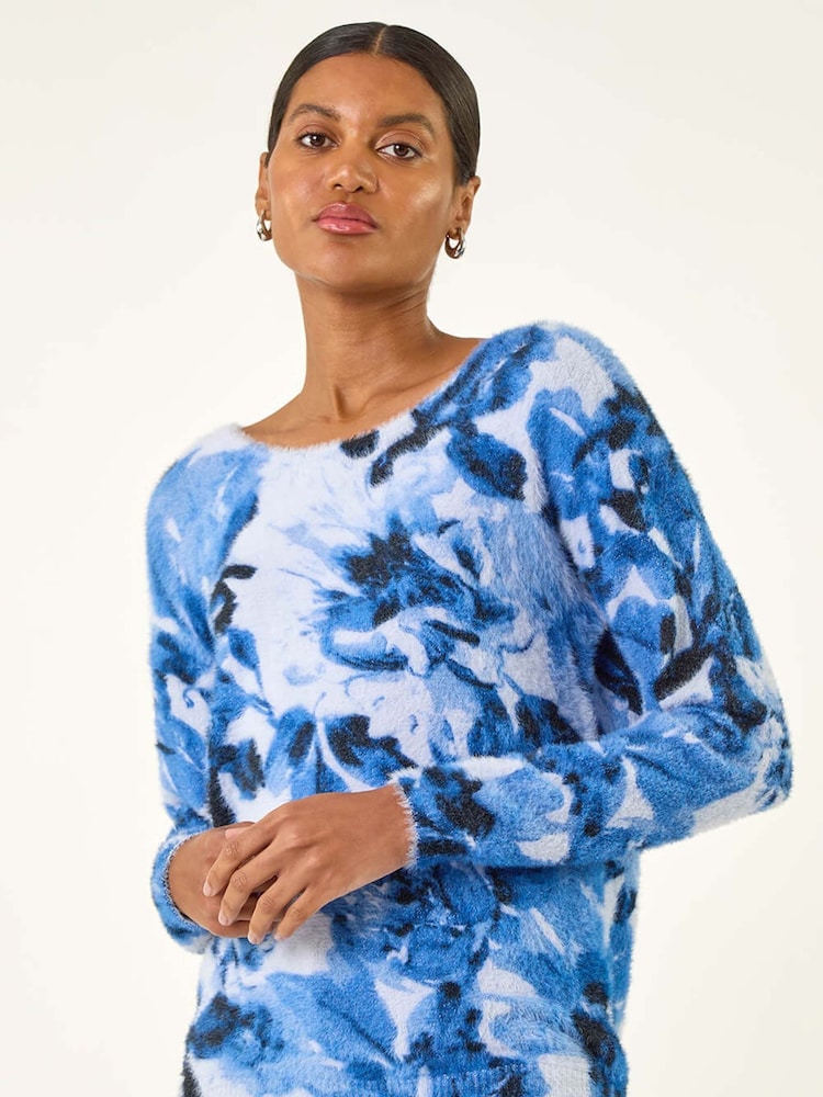 Roman Fluffy Floral Print Knit Jumper - Imagem 1 de 5