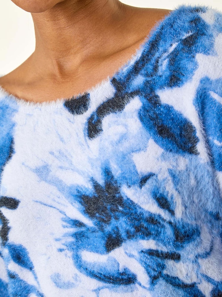 Roman Fluffy Floral Print Knit Jumper - Imagem 2 de 5
