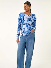 Roman Fluffy Floral Print Knit Jumper - Imagem 3 de 5