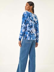 Roman Fluffy Floral Print Knit Jumper - Imagem 4 de 5
