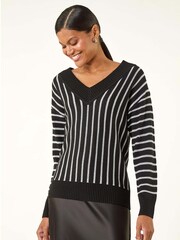 Roman Black Metallic Stripe Knit Jumper - Image 4 of 5