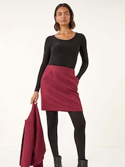 Roman Red Boucle Textured A-Line Skirt - Image 2 of 5