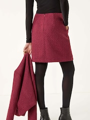 Roman Red Boucle Textured A-Line Skirt - Image 3 of 5