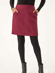 Roman Red Boucle Textured A-Line Skirt - Image 4 of 5