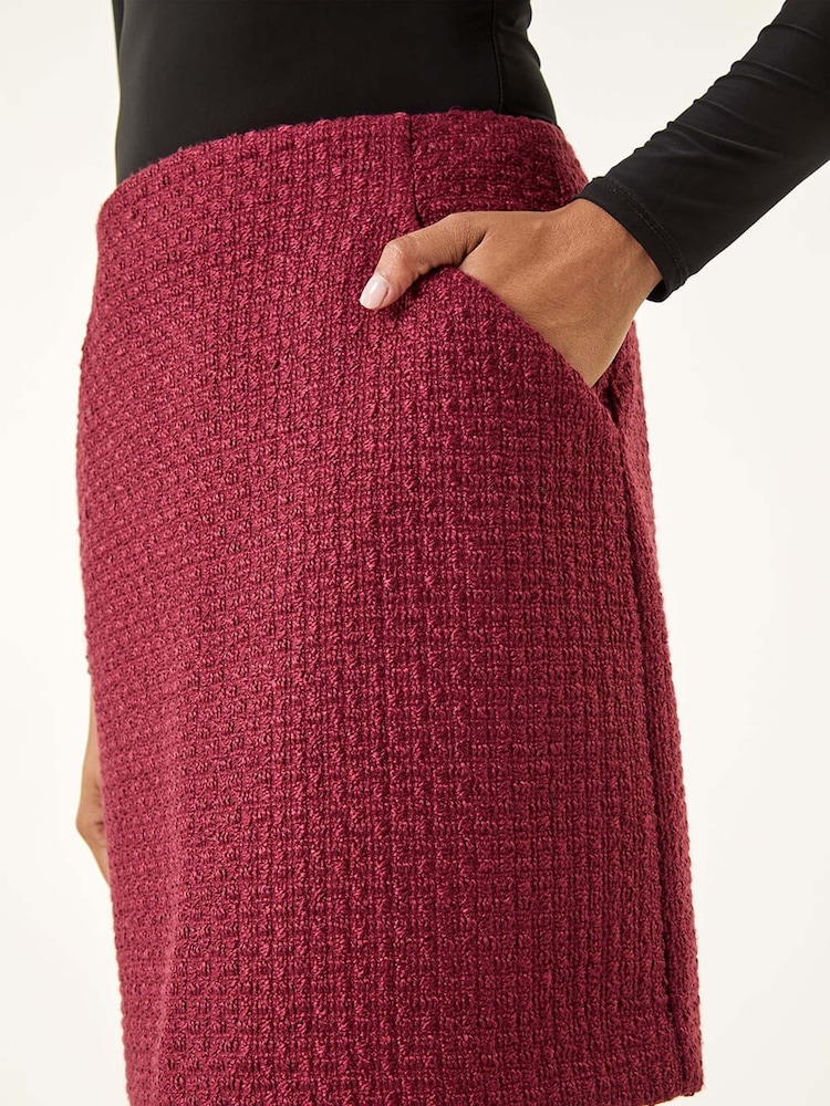 Roman Red Boucle Textured A-Line Skirt - Image 5 of 5