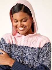 Roman Blue Colour Block Knit Hoodie - Image 5 of 5