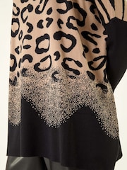 Roman Black Multi Animal Print High Neck Jumper - Image 1 of 5