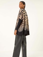 Roman Black Multi Animal Print High Neck Jumper - Image 5 of 5