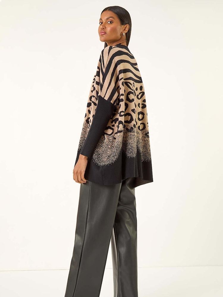Roman Black Multi Animal Print High Neck Jumper - Image 5 of 5
