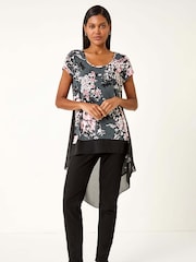 Roman Grey Floral Puff Print Stretch T-Shirt - Image 3 of 5