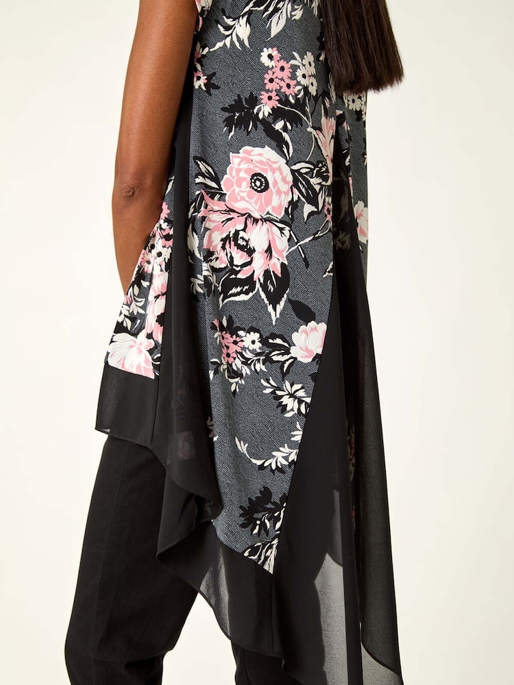 Roman Grey Floral Puff Print Stretch T-Shirt - Image 5 of 5