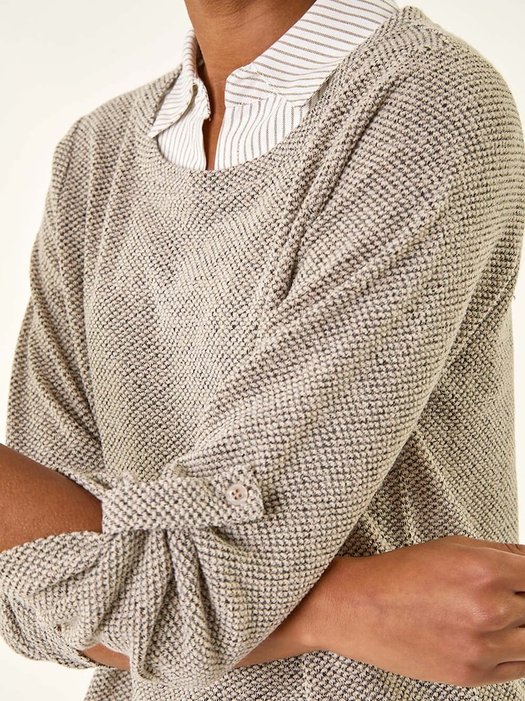 Roman Natural Textured Snit Mock Shirt - Image 1 of 5