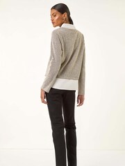 Roman Natural Textured Snit Mock Shirt - Image 2 of 5