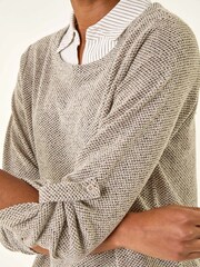 Roman Natural Textured Snit Mock Shirt - Image 4 of 5