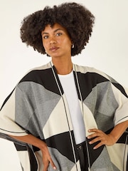 Roman Black Monochrome Knit Poncho - Image 2 of 5