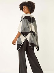 Roman Black Monochrome Knit Poncho - Image 4 of 5