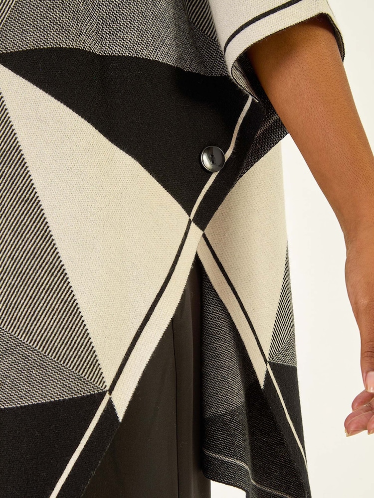 Roman Black Monochrome Knit Poncho - Image 5 of 5 Roman Black Monochrome Knit Poncho - Image 5 of 5