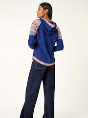 Roman Blue Nordic Print Hooded Jumper - Image 4 of 5