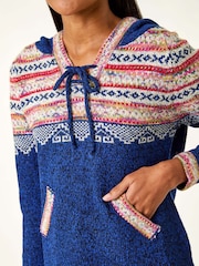 Roman Blue Nordic Print Hooded Jumper - Image 5 of 5