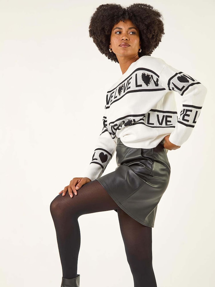 Roman White Love Motif Knit Jumper - Image 1 of 5