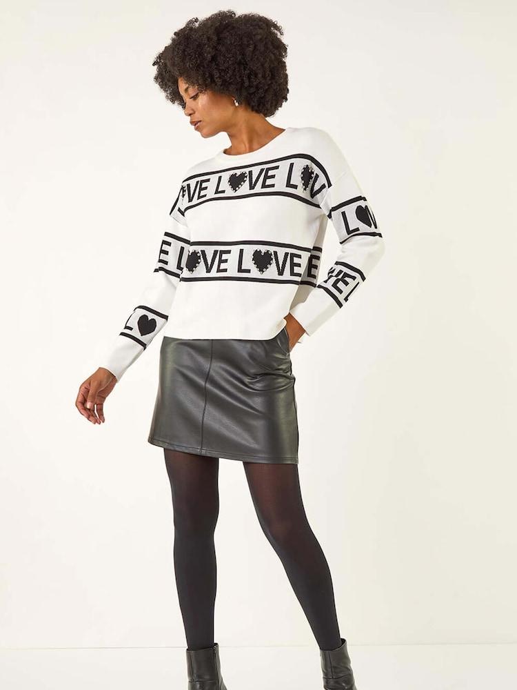 Roman White Love Motif Knit Jumper - Image 2 of 5