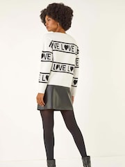 Roman White Love Motif Knit Jumper - Image 3 of 5