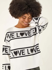 Roman White Love Motif Knit Jumper - Image 4 of 5