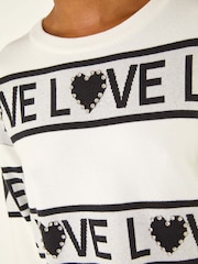 Roman White Love Motif Knit Jumper - Image 5 of 5