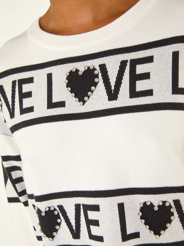 Roman White Love Motif Knit Jumper - Image 5 of 5