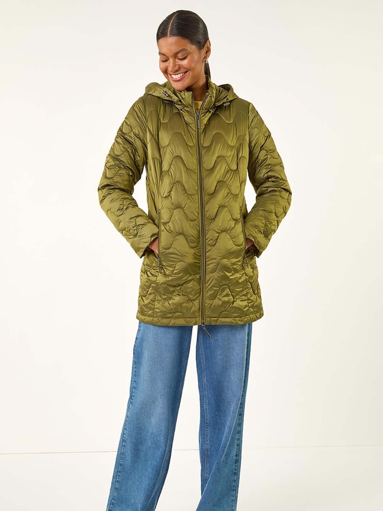Roman Green Abstract Quilted Hooded Coat - Image 2 of 5 Roman Green Abstract Quilted Hooded Coat - Image 2 of 5