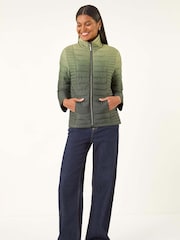 Roman Green Ombre Funnel Neck Padded Coat - Image 1 of 5
