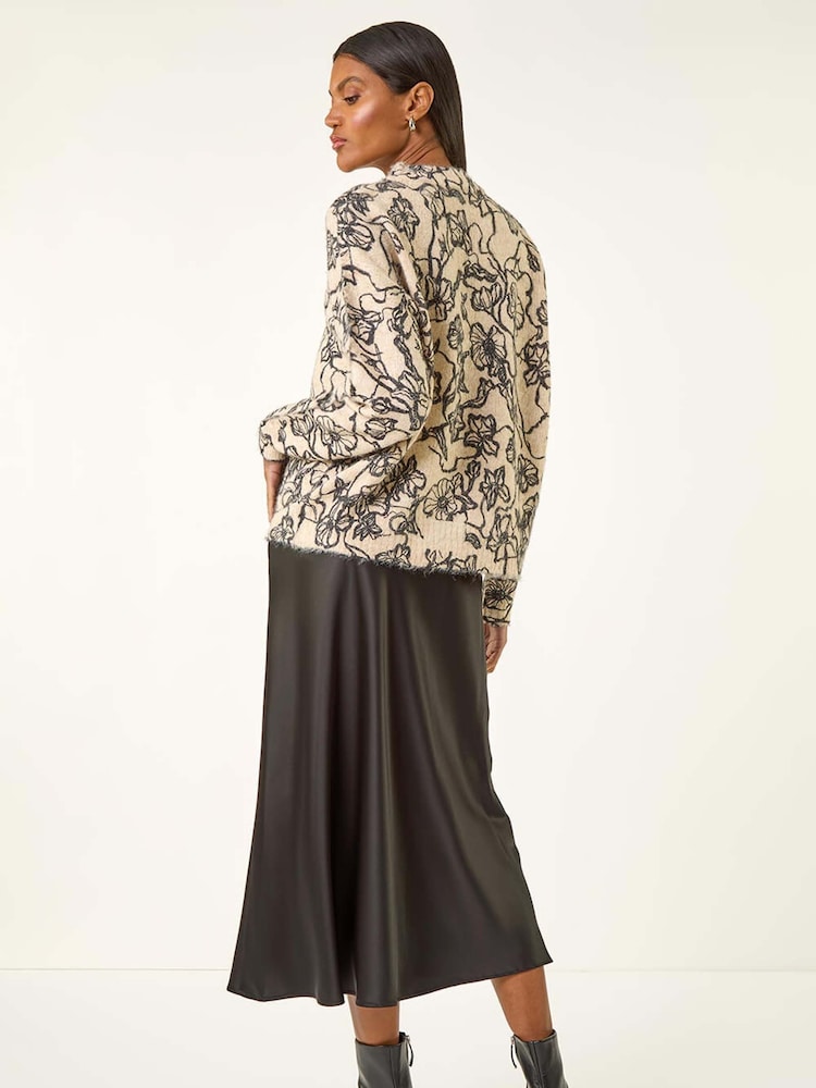 Roman White Mono Floral Knit Jumper - Image 2 of 5 Roman White Mono Floral Knit Jumper - Image 2 of 5