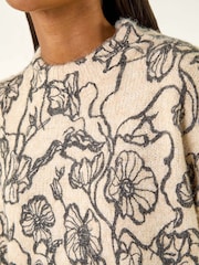 Roman White Mono Floral Knit Jumper - Image 5 of 5