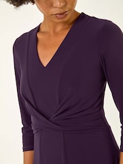 Roman Purple Stretch Cross-Over Midi Dress - Image 5 of 5