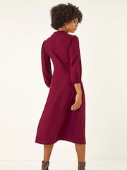 Roman Red Textured Collared Twist Front Dress - Image 3 of 5
