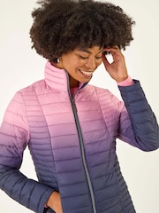 Roman Purple Ombre Funnel Neck Padded Coat - Image 1 of 5