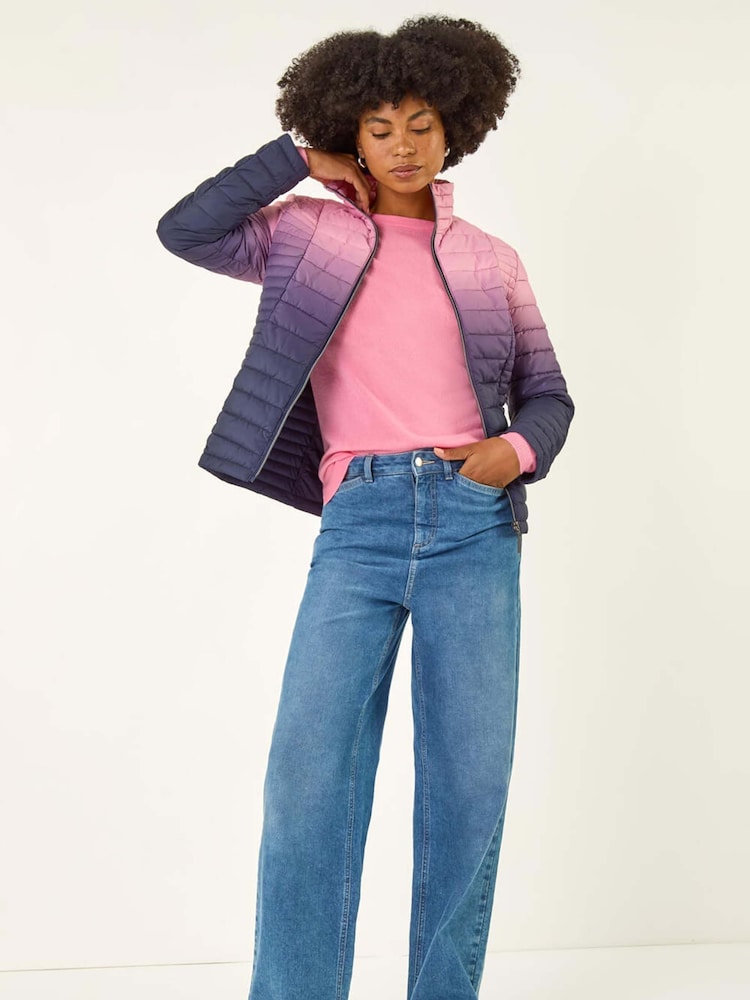 Roman Purple Ombre Funnel Neck Padded Coat - Image 2 of 5