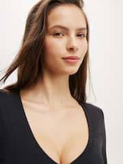 Cotton On Black Ultra Soft Plunge Front Long Sleeve  Tshirts - Image 3 of 4