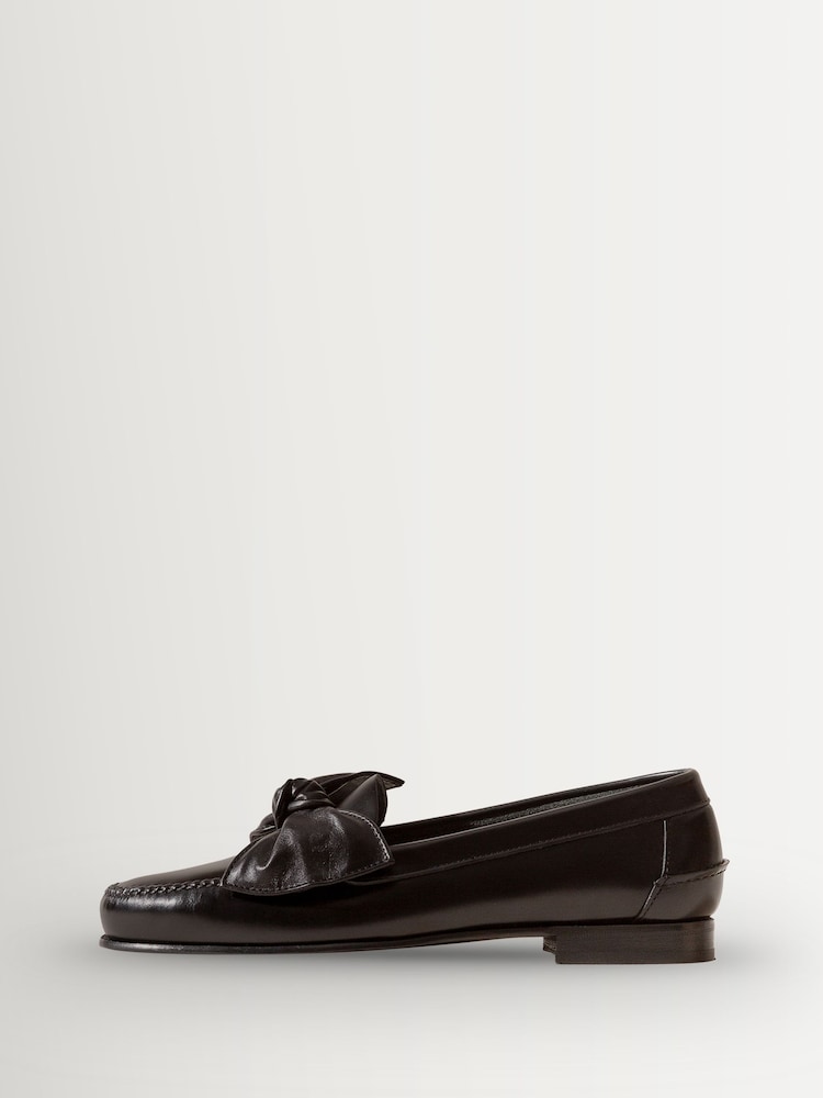 Hereu Studio Black Corbati Slip-On Loafers With Bow Front Detail - Image 1 of 4