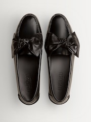 Hereu Studio Black Corbati Slip-On Loafers With Bow Front Detail - Image 4 of 4