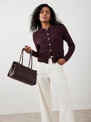 Mint Velvet Red Cotton Blend Collar Cardigan - Image 2 of 8